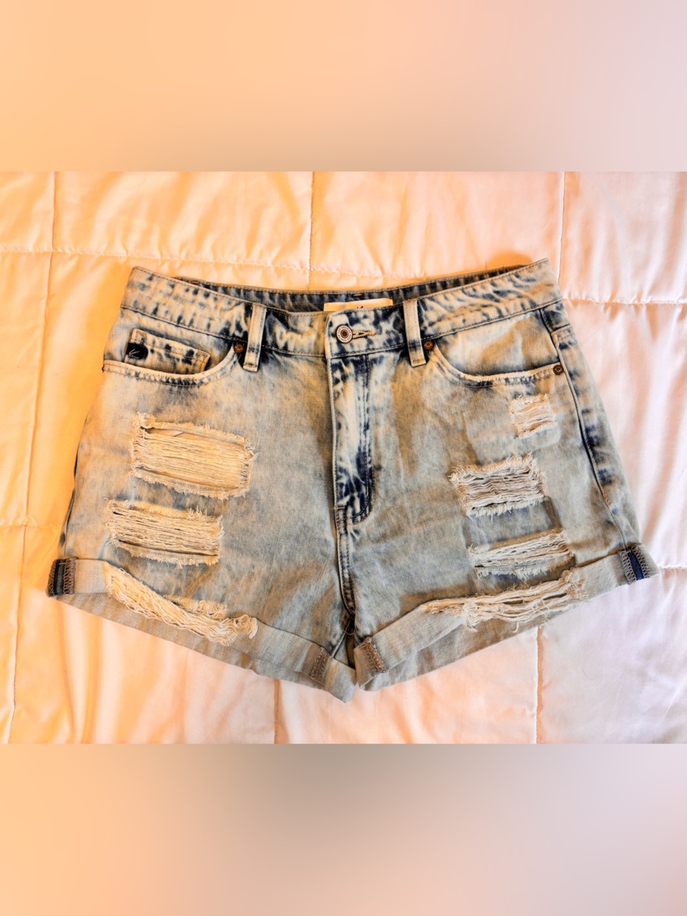 KanCan Distressed Light Blue Denim Cutoff Shorts